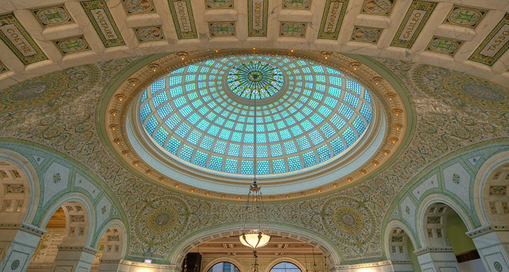 Cultural center dome mosaic ceiling Chicago