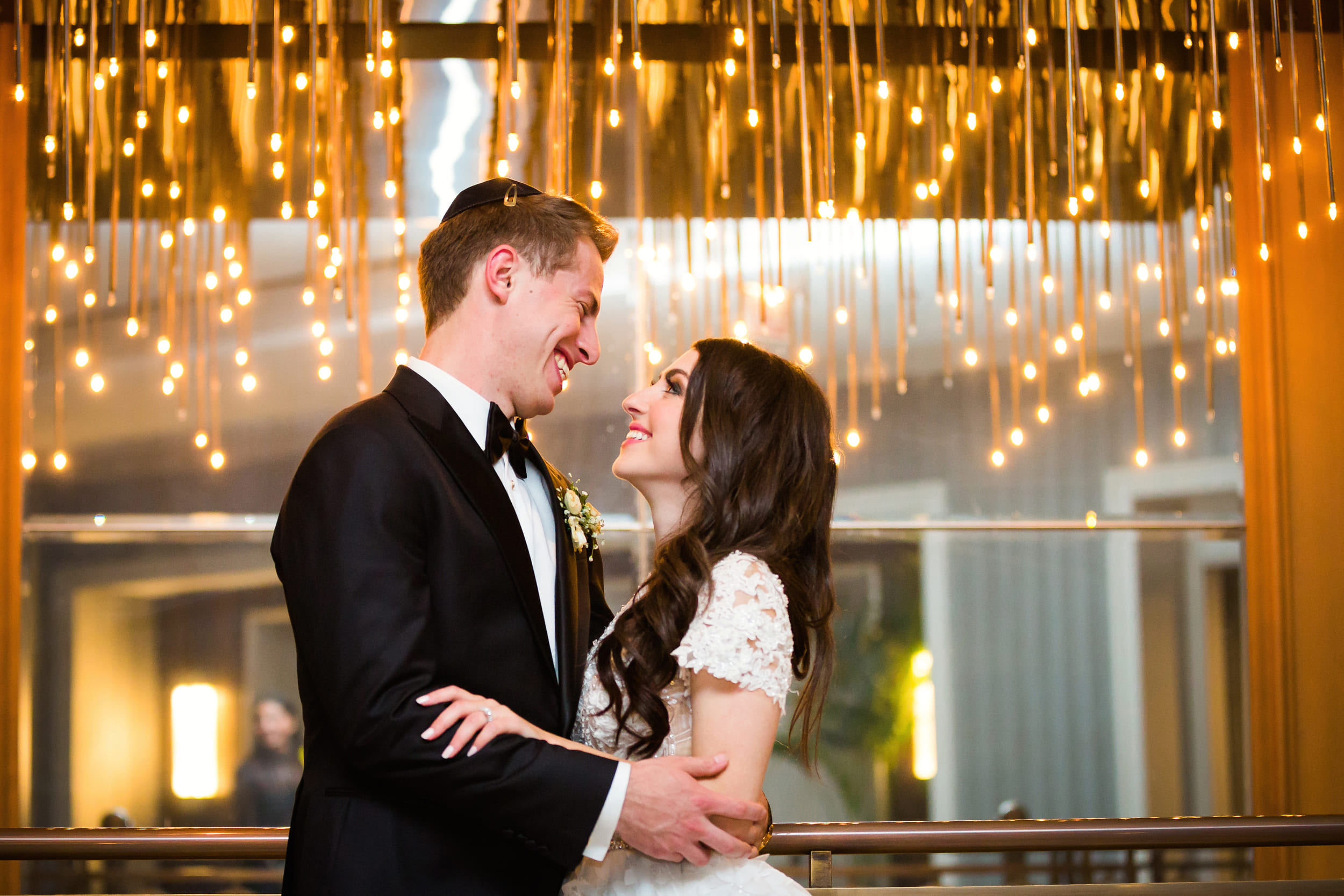 bride and groom dancing