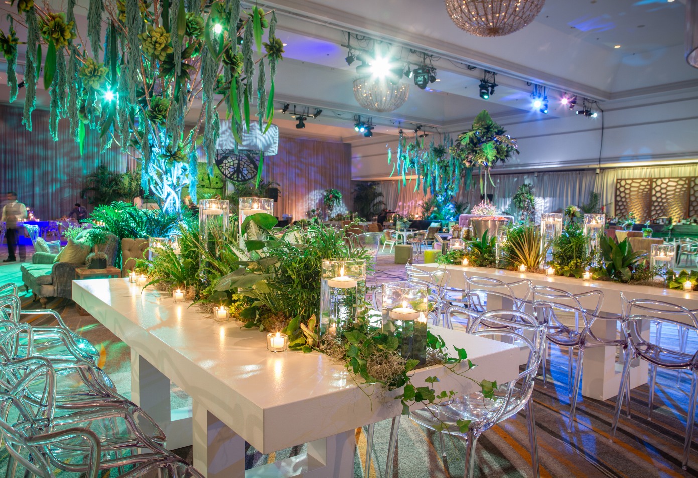 event set up with lots of plants