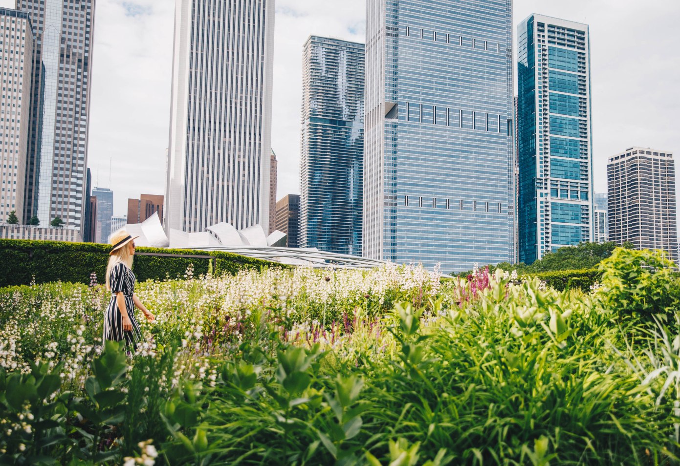 woman walking through park