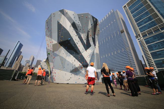 rock climbing wall in park