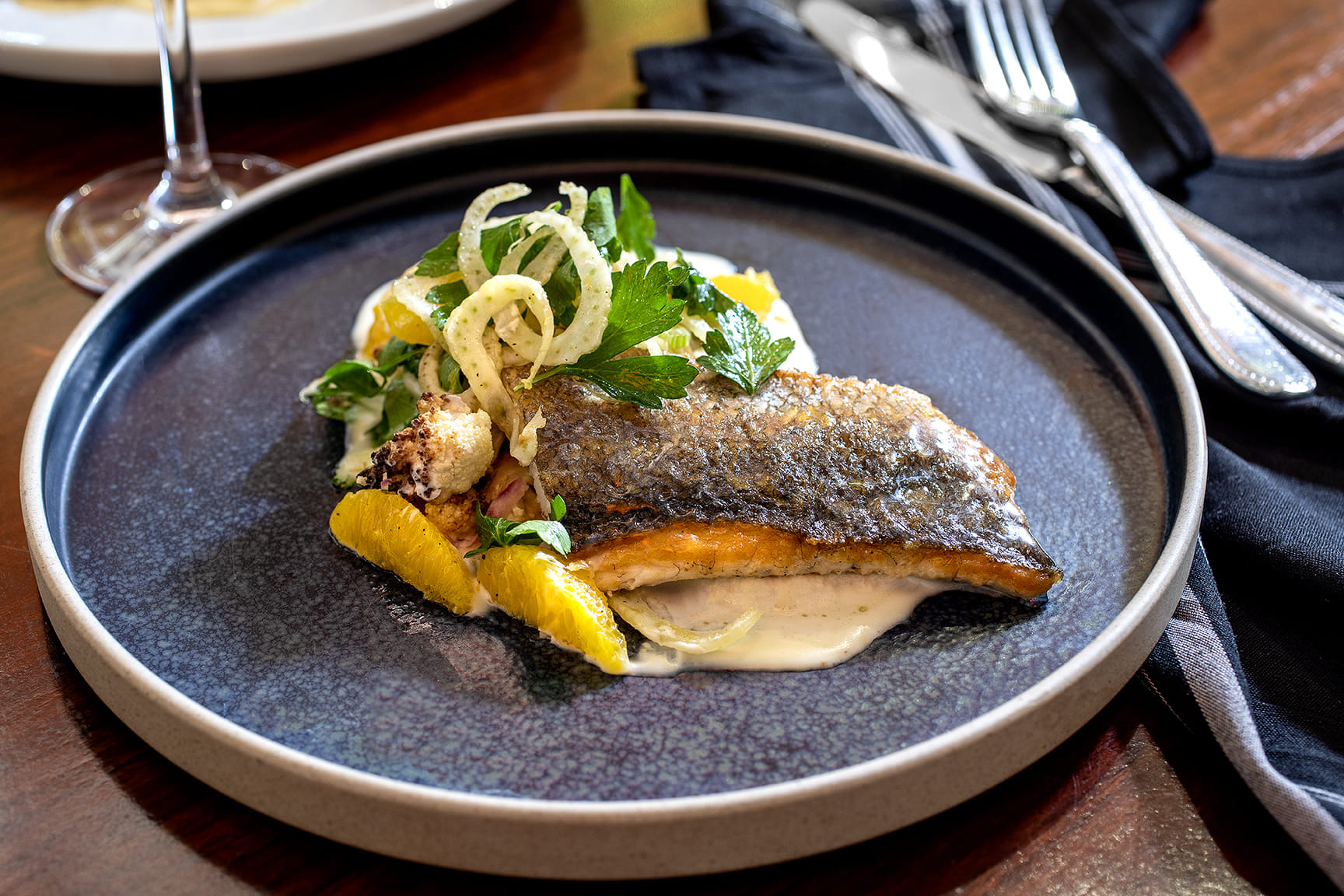 plate of fish and salad