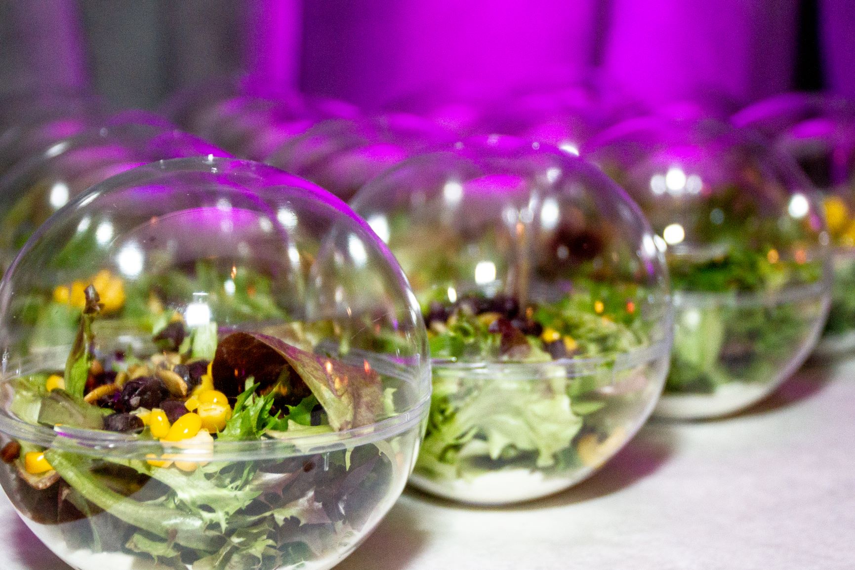salad in plastic orb